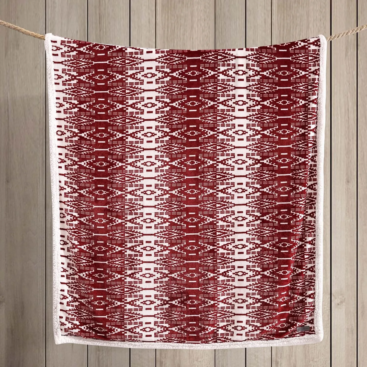 Eddie Bauer - Throw Blanket, Soft Fleece Bedding with Sherpa Reverse, Plush Home Decor (San Juan Red Clay, 50" x 60")