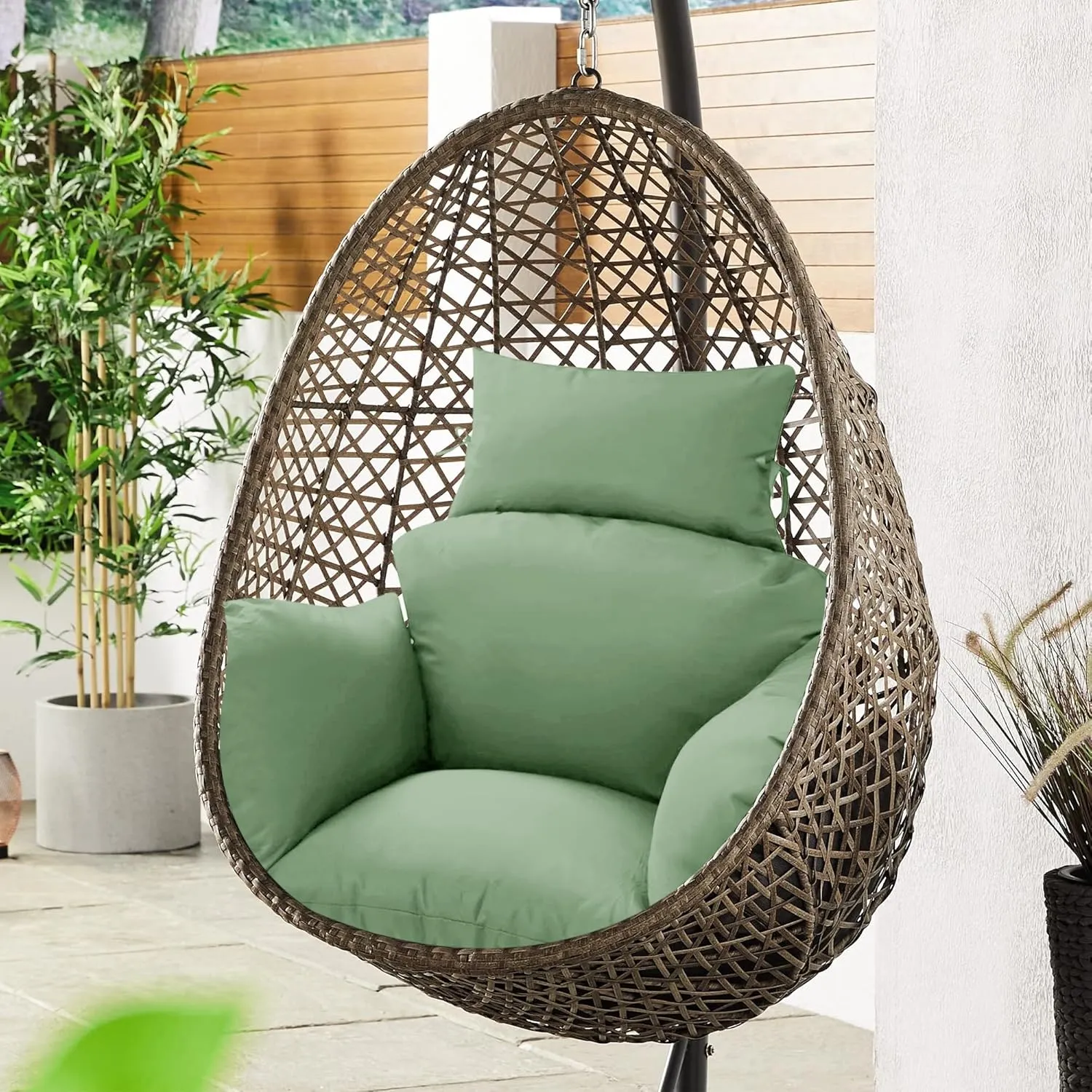 Egg Chair Cushion – Outdoor Hanging Chair Cushion, Replacement Cushions for Patio Swing, Waterproof, Fade- Resistant, Removable & Machine Washable Cover, Sage Green