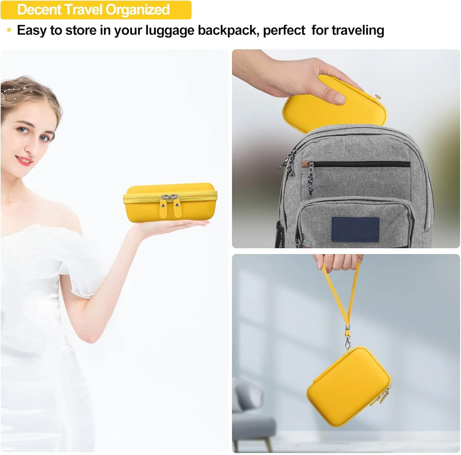 Elonbo Carrying Case for KODAK Smile  Wireless Digital Instant Print Camera, Photo Prints Instant Cameras Travel Bag Storage Holder, Mesh Pocket Fits Printing Paper Cable, Yellow, L32HH-02