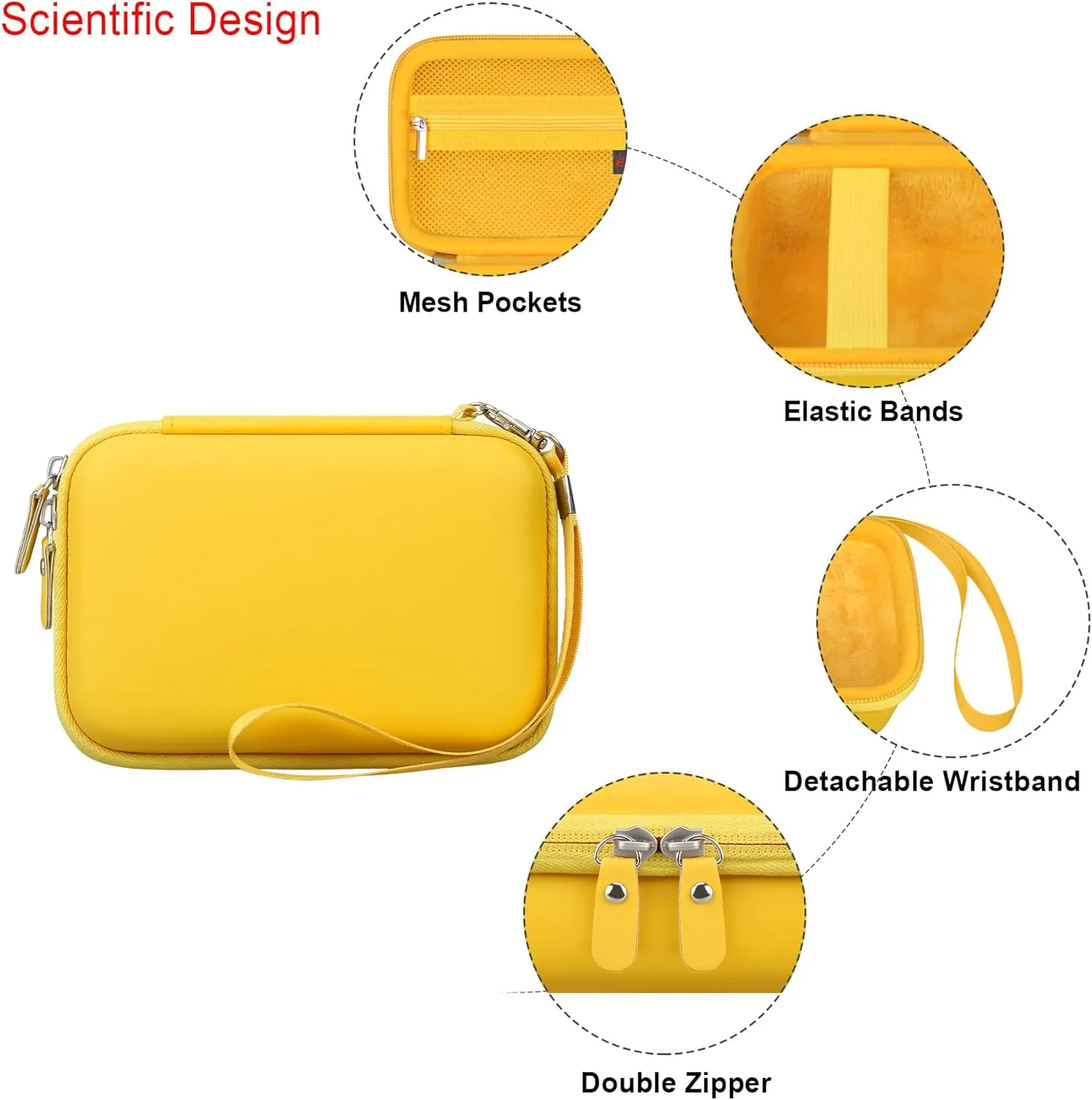Elonbo Carrying Case for KODAK Smile  Wireless Digital Instant Print Camera, Photo Prints Instant Cameras Travel Bag Storage Holder, Mesh Pocket Fits Printing Paper Cable, Yellow, L32HH-02
