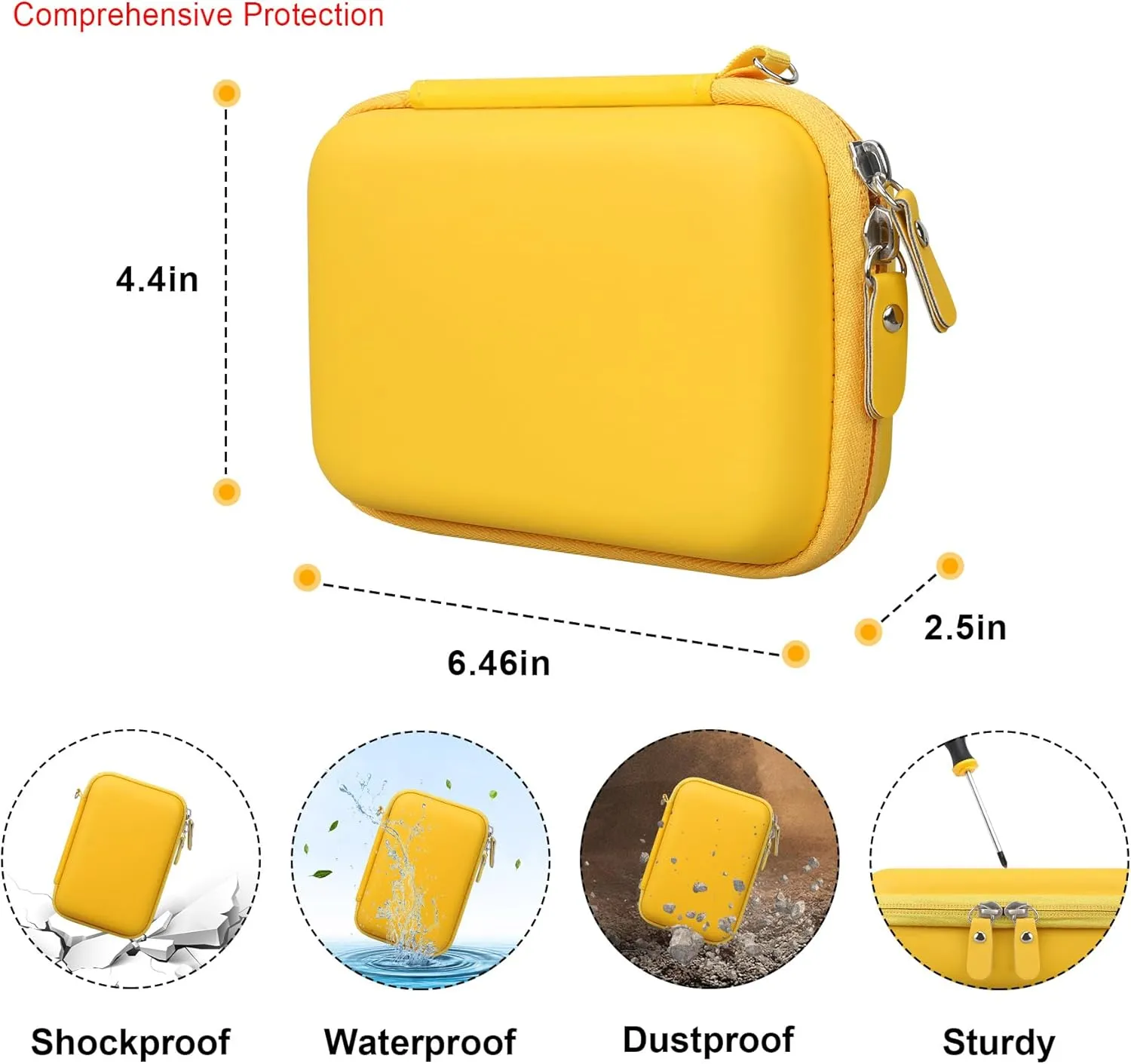 Elonbo Carrying Case for KODAK Smile  Wireless Digital Instant Print Camera, Photo Prints Instant Cameras Travel Bag Storage Holder, Mesh Pocket Fits Printing Paper Cable, Yellow, L32HH-02
