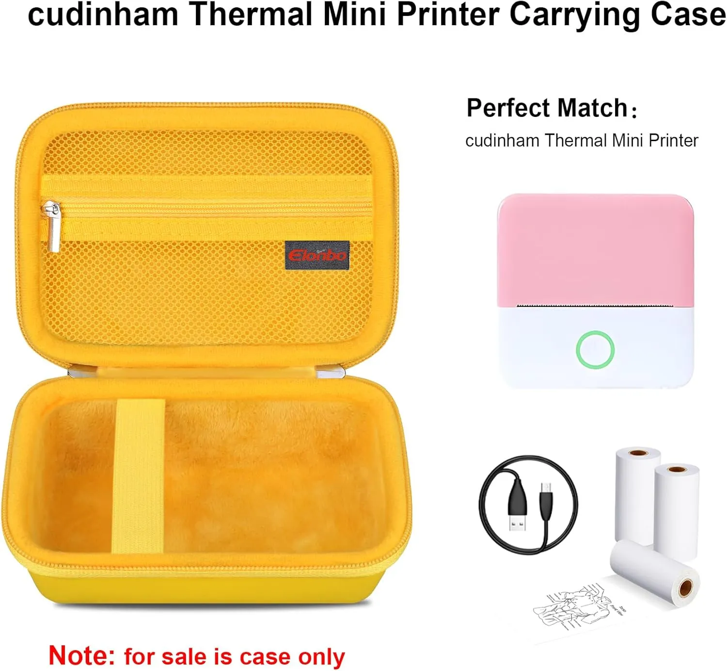 Elonbo Carrying Case for KODAK Smile  Wireless Digital Instant Print Camera, Photo Prints Instant Cameras Travel Bag Storage Holder, Mesh Pocket Fits Printing Paper Cable, Yellow, L32HH-02