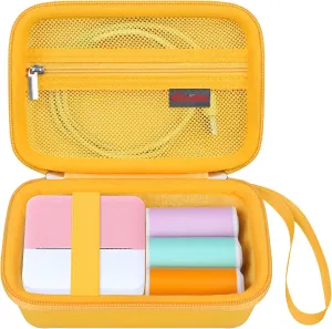 Elonbo Carrying Case for KODAK Smile  Wireless Digital Instant Print Camera, Photo Prints Instant Cameras Travel Bag Storage Holder, Mesh Pocket Fits Printing Paper Cable, Yellow, L32HH-02
