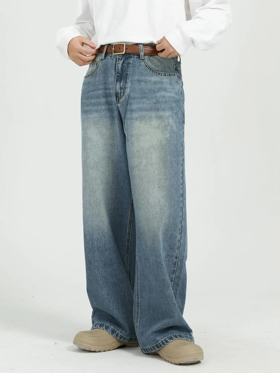 EMMIOL Mens Baggy Hip Hop Jeans Loose Fit Long Denim Pants Casual Trousers Streetwear