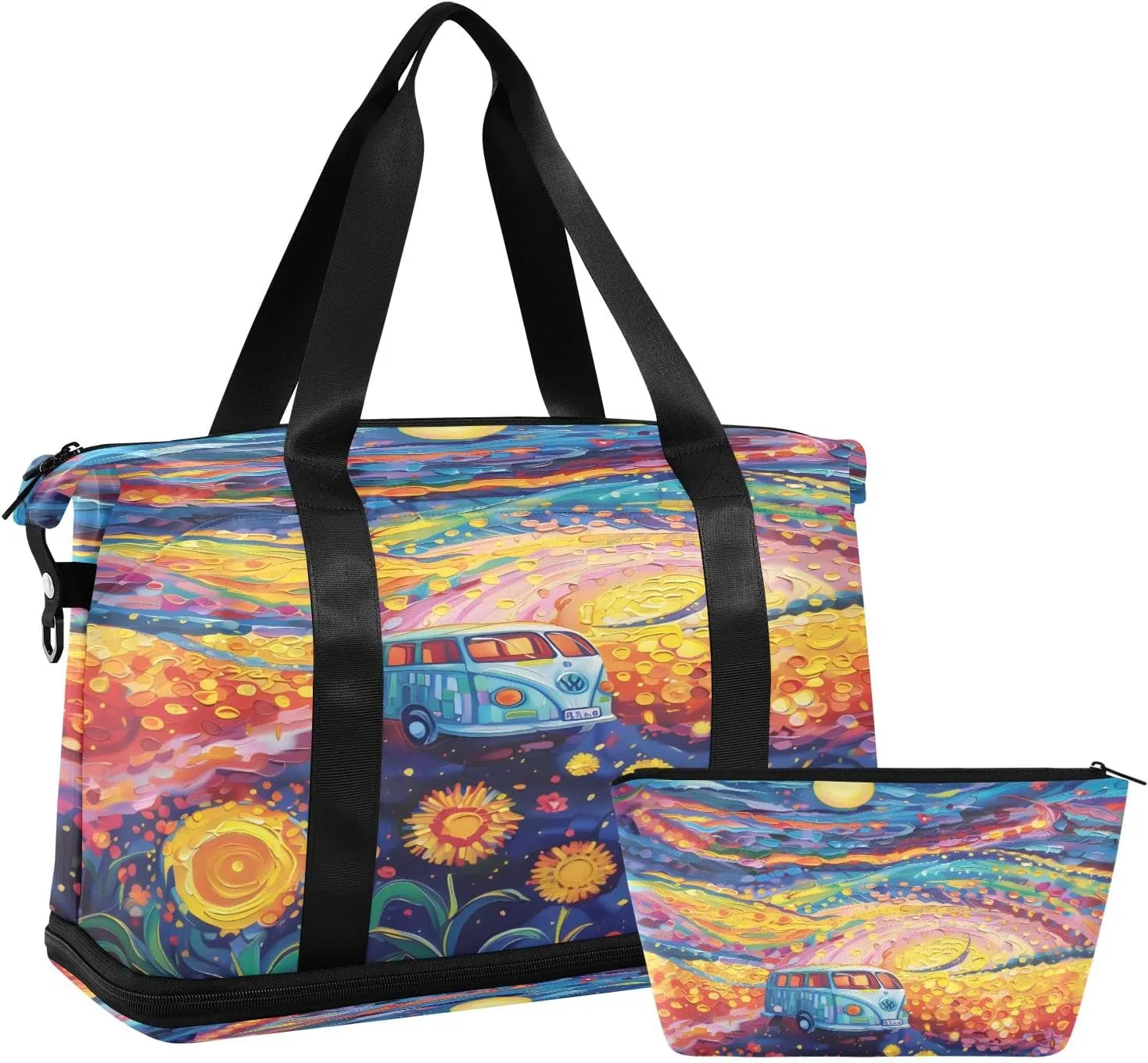 Engineering Vehicle The Moon The Sun Falling Petals Br Travel Duffel Bag Waterproof Gym Sport Tote Bag Carry On Weekender Bag with Compartment