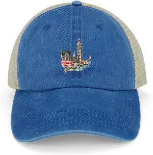 England London Souvenir Fashion Mesh Denim Baseball Cap Adjustable Cotton Sport Sun Visor Hat Headwear