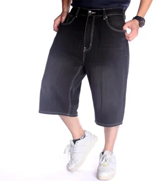 EnllerviiD Men's Baggy Jean Shorts Hip Hop Loose Fit Denim Shorts Classic Vintage Skateboard Dance Skater Shorts