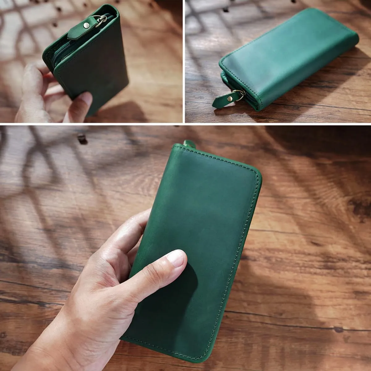 EURYNOME Leather Fountain Pen Holder,Leather Pencil Case Shockproof 3 Divided Slots,Portable Storage Bag for Invoice/Receipt/Cards/Coupon/Tickets