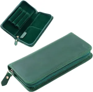 EURYNOME Leather Fountain Pen Holder,Leather Pencil Case Shockproof 3 Divided Slots,Portable Storage Bag for Invoice/Receipt/Cards/Coupon/Tickets