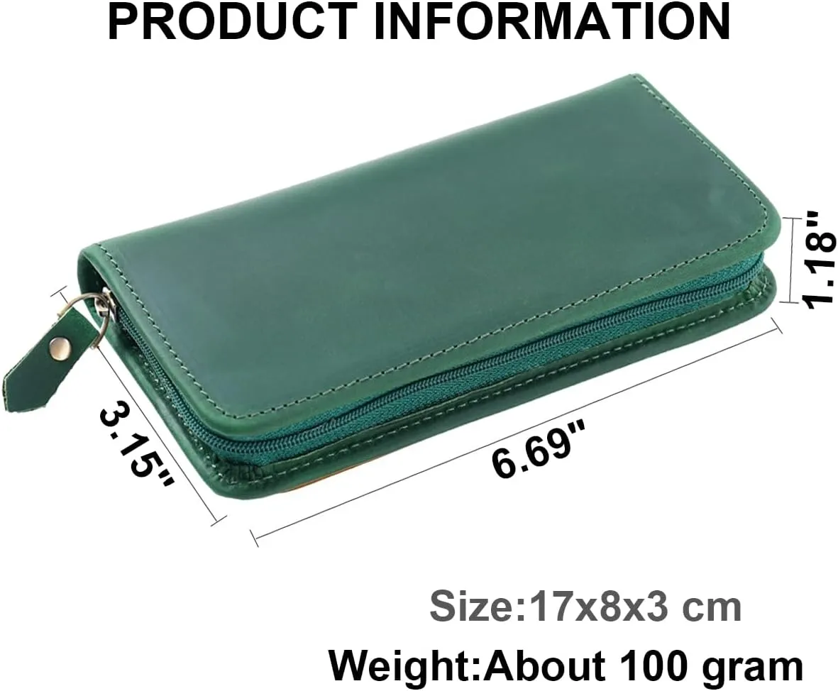 EURYNOME Leather Fountain Pen Holder,Leather Pencil Case Shockproof 3 Divided Slots,Portable Storage Bag for Invoice/Receipt/Cards/Coupon/Tickets