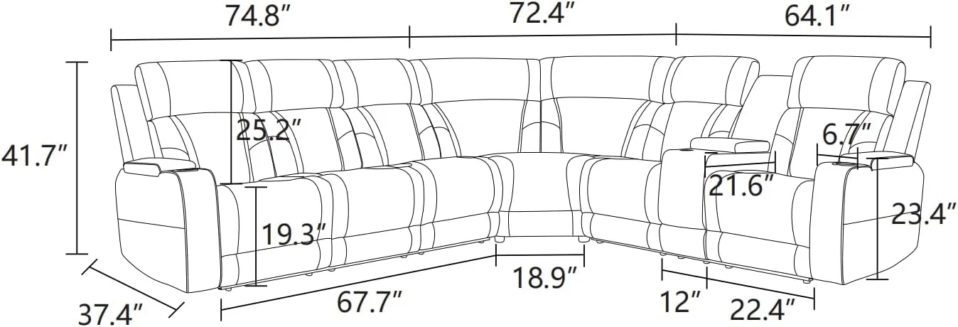 Everest Power Recliner Living Room Set with LED for Living Room, Dormitory, Guest House, Playroom, Airbnb,Apartment