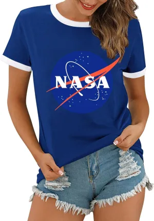 Ezcosplay Women Long Sleeve NASA Pullover Hoodie Space Graphic Sweatshirt with Pocket