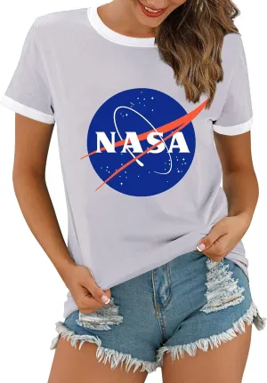 Ezcosplay Women Long Sleeve NASA Pullover Hoodie Space Graphic Sweatshirt with Pocket