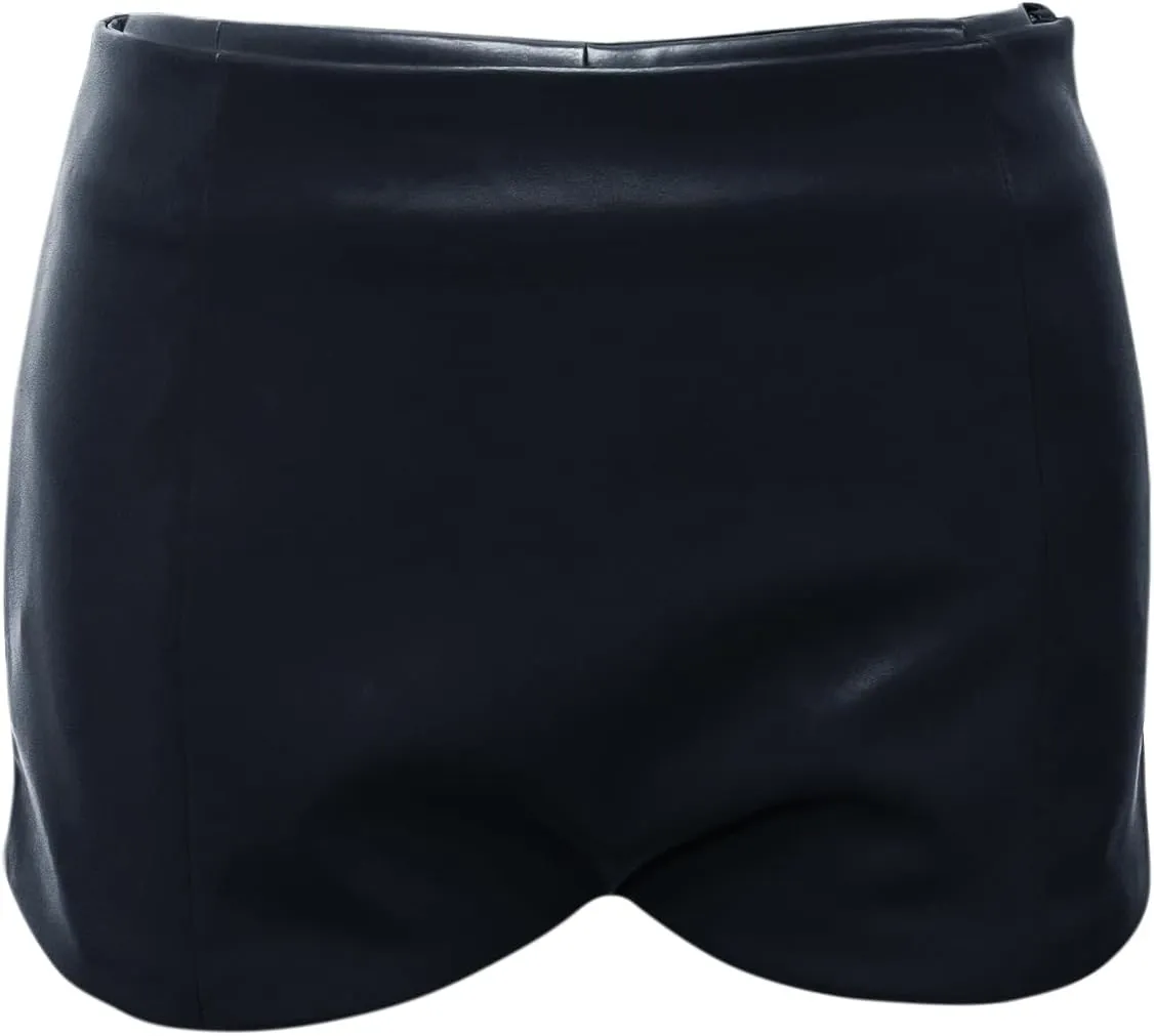 Fallorchid Women's Faux Leather Shorts Sexy Skinny Mini Shorts Hot Pants
