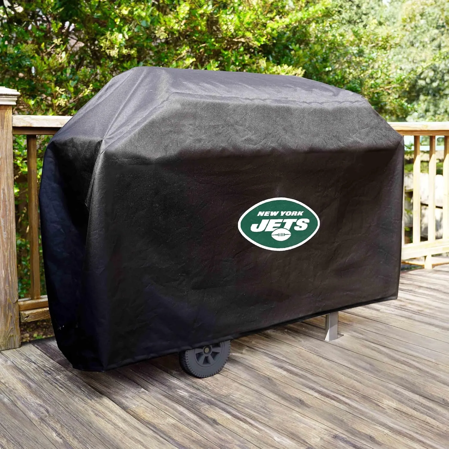 FANMATS 41163 NFL - New York Jets Rectangular Black Grill Cover - Fits 3 and 4 Burner Grills - 68in x 21in x 35in