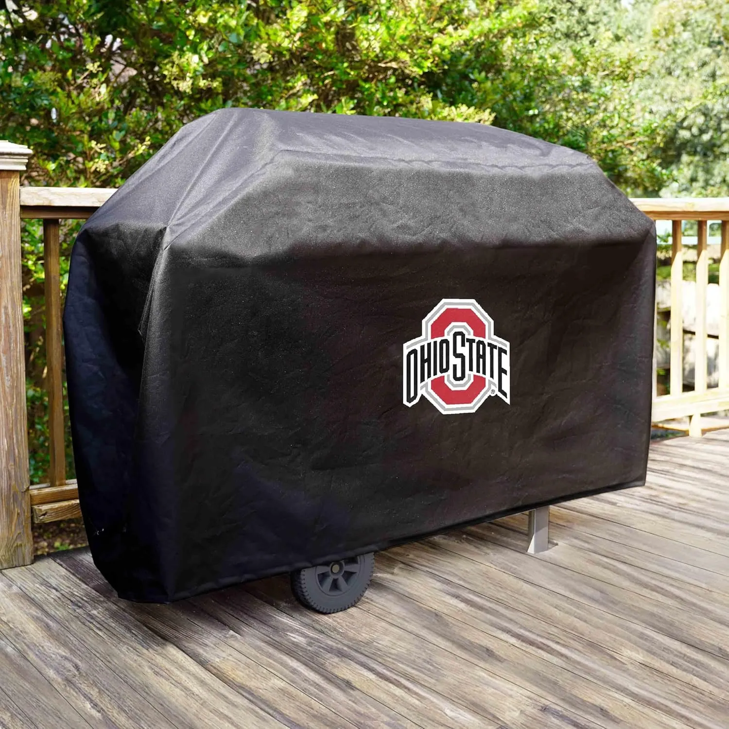 FANMATS 41194 Ohio State Rectangular Grill Cover - Fits 3 and 4 Burner Grills - 68in x 21in x 35in