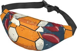 Fanny Packs For Women Men Waist Bag Waterproof Sport Belt Bag Sports Ball Design Fashion Waist Pack Adjustable Crossbody Bags Zipper Bum Bag For Running Hiking Travel