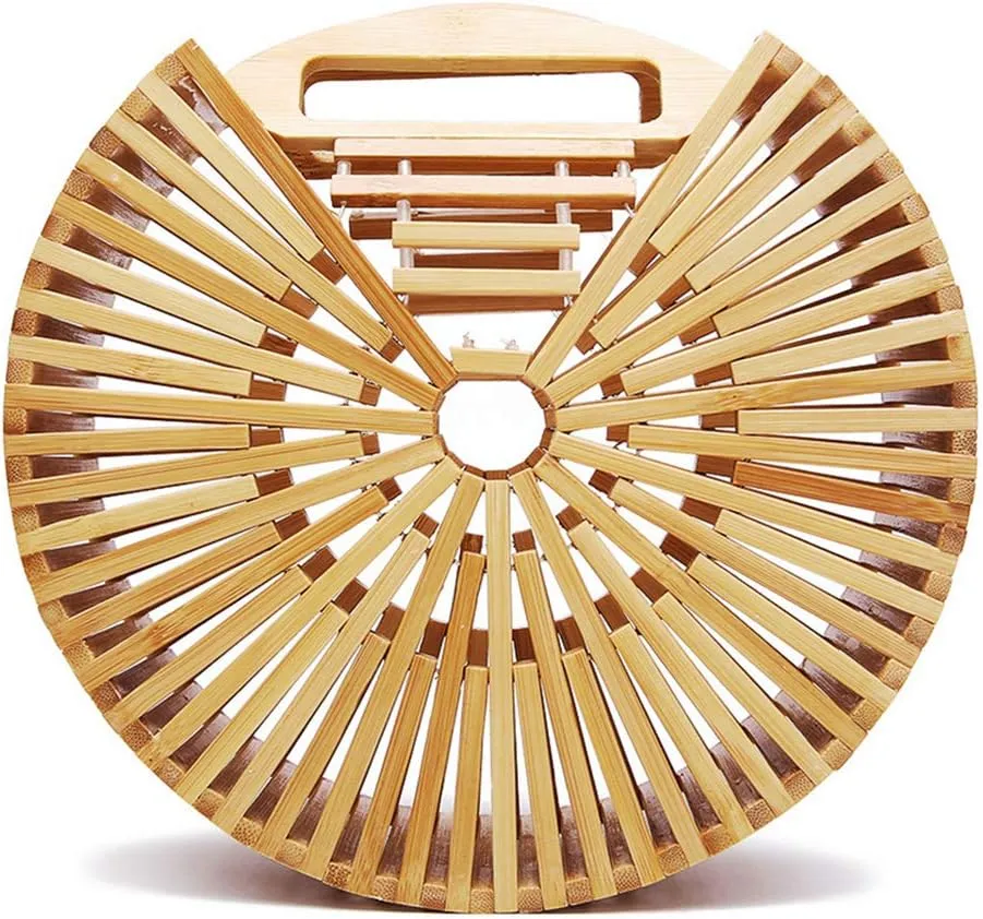 Fashion Bamboo Handbag Handmade Woven Beach bag for Womens