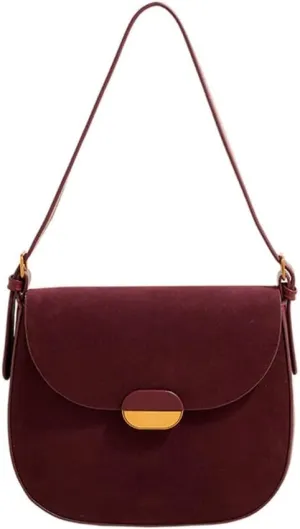 Fashionable Faux Suedes Leather Shoulder Bag for Women Small Trendy Crossbody Satchel Velvets Texture Handbag Purse