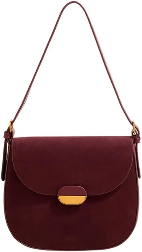 Fashionable Faux Suedes Leather Shoulder Bag for Women Small Trendy Crossbody Satchel Velvets Texture Handbag Purse