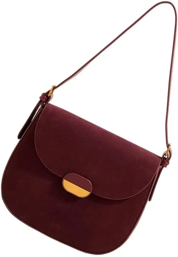 Fashionable Faux Suedes Leather Shoulder Bag for Women Small Trendy Crossbody Satchel Velvets Texture Handbag Purse