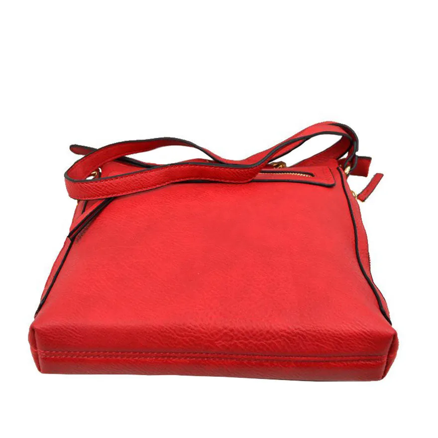 Faux Leather Adjustable Strap Crossbody Bag