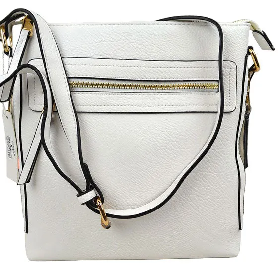 Faux Leather Adjustable Strap Crossbody Bag