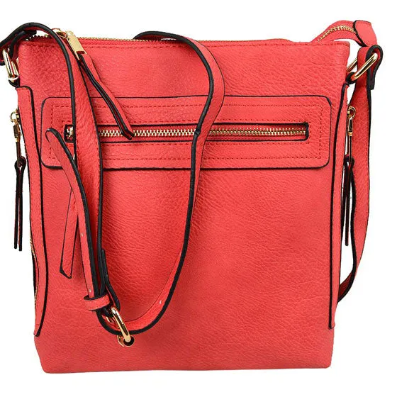Faux Leather Adjustable Strap Crossbody Bag