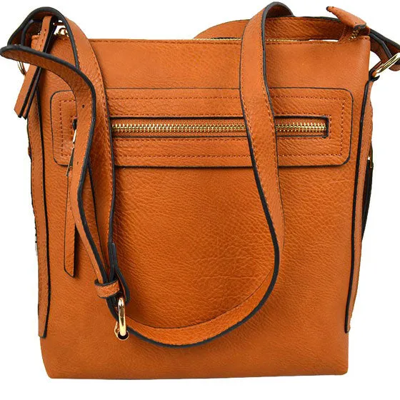 Faux Leather Adjustable Strap Crossbody Bag