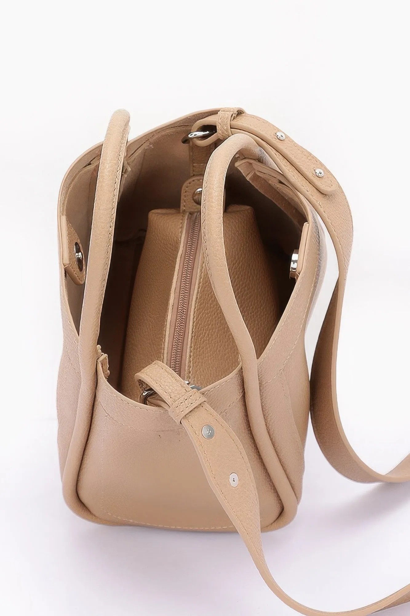 Faux Leather Crossbody Handle Bag