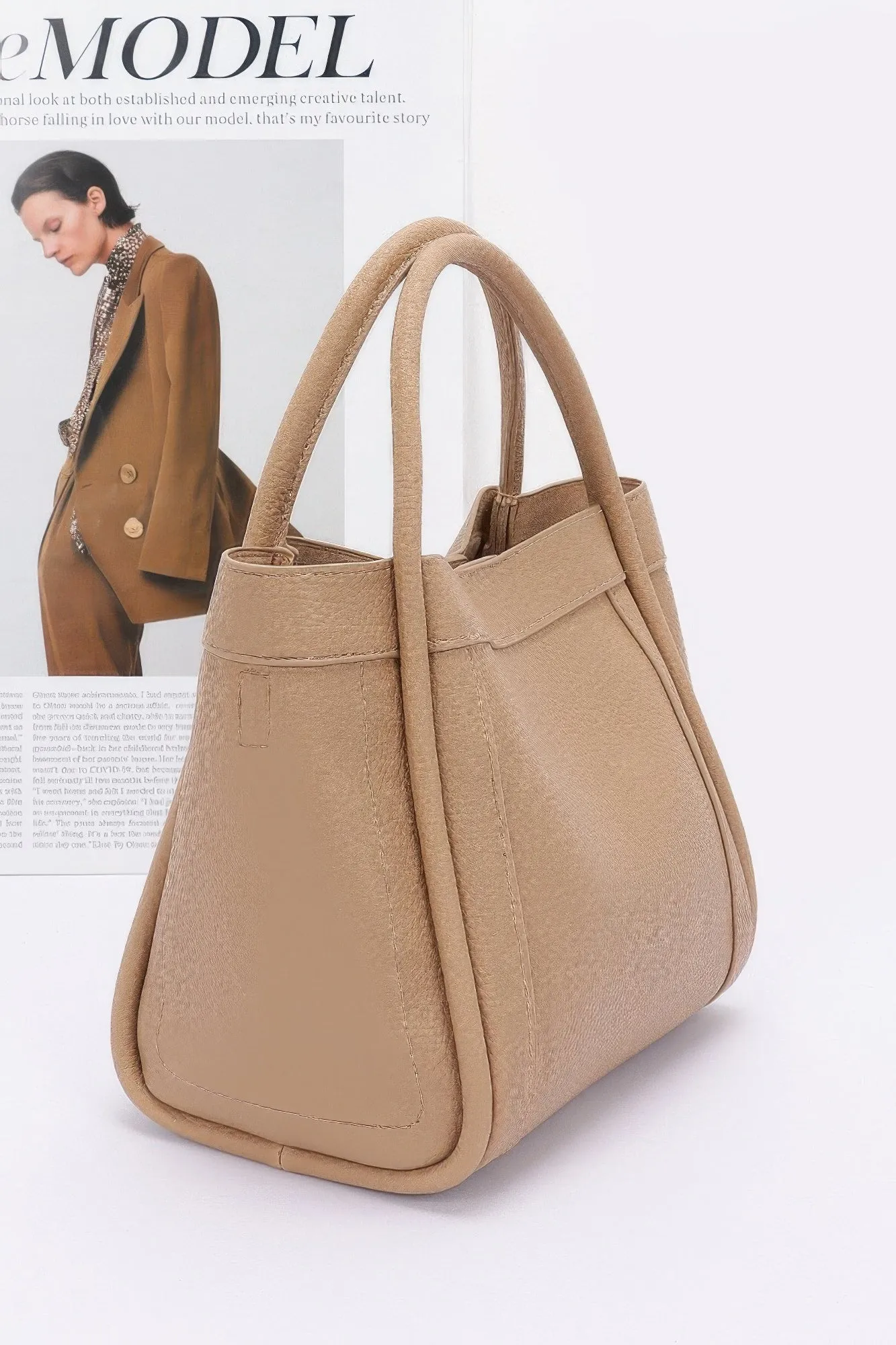 Faux Leather Crossbody Handle Bag