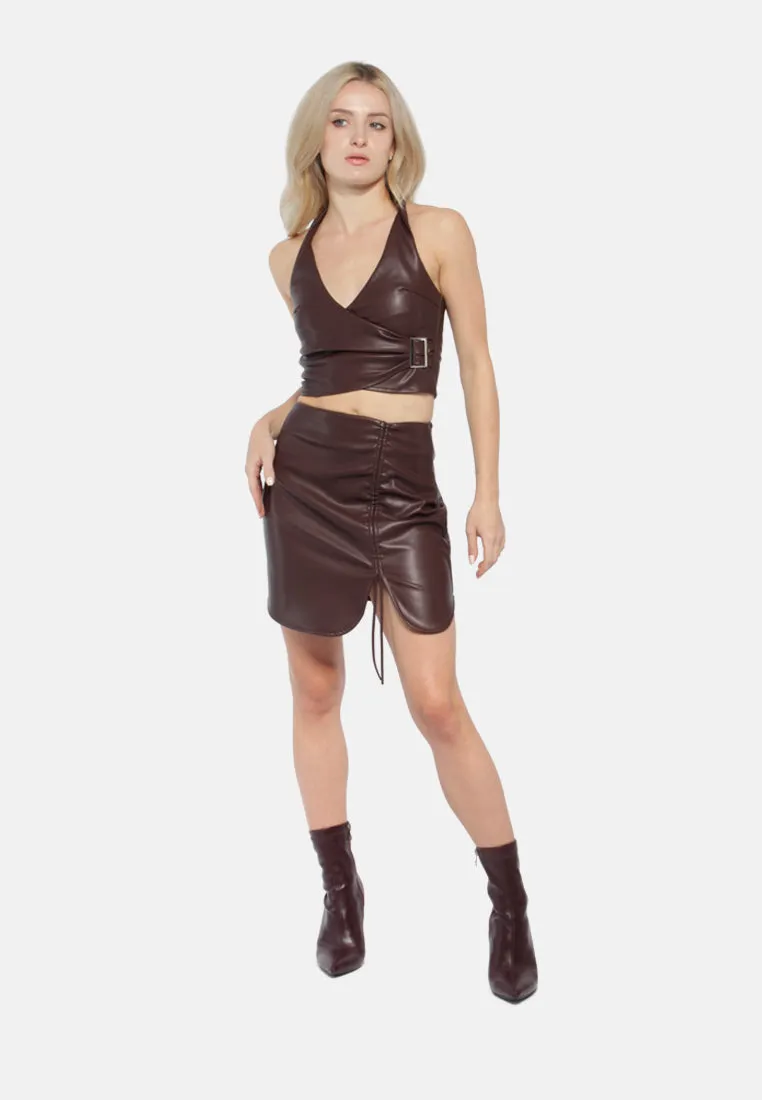 Faux Leather Tie Up Top
