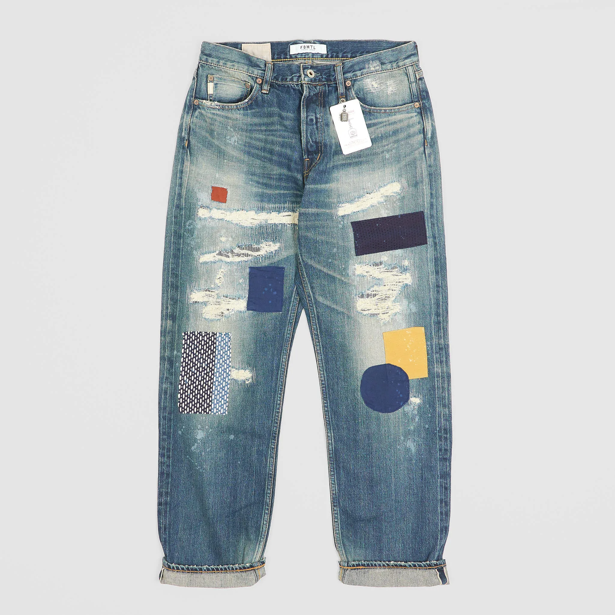 FDMTL Straight Regular Fitted Patchwork 5-Pocket Selvage Denim Jeans