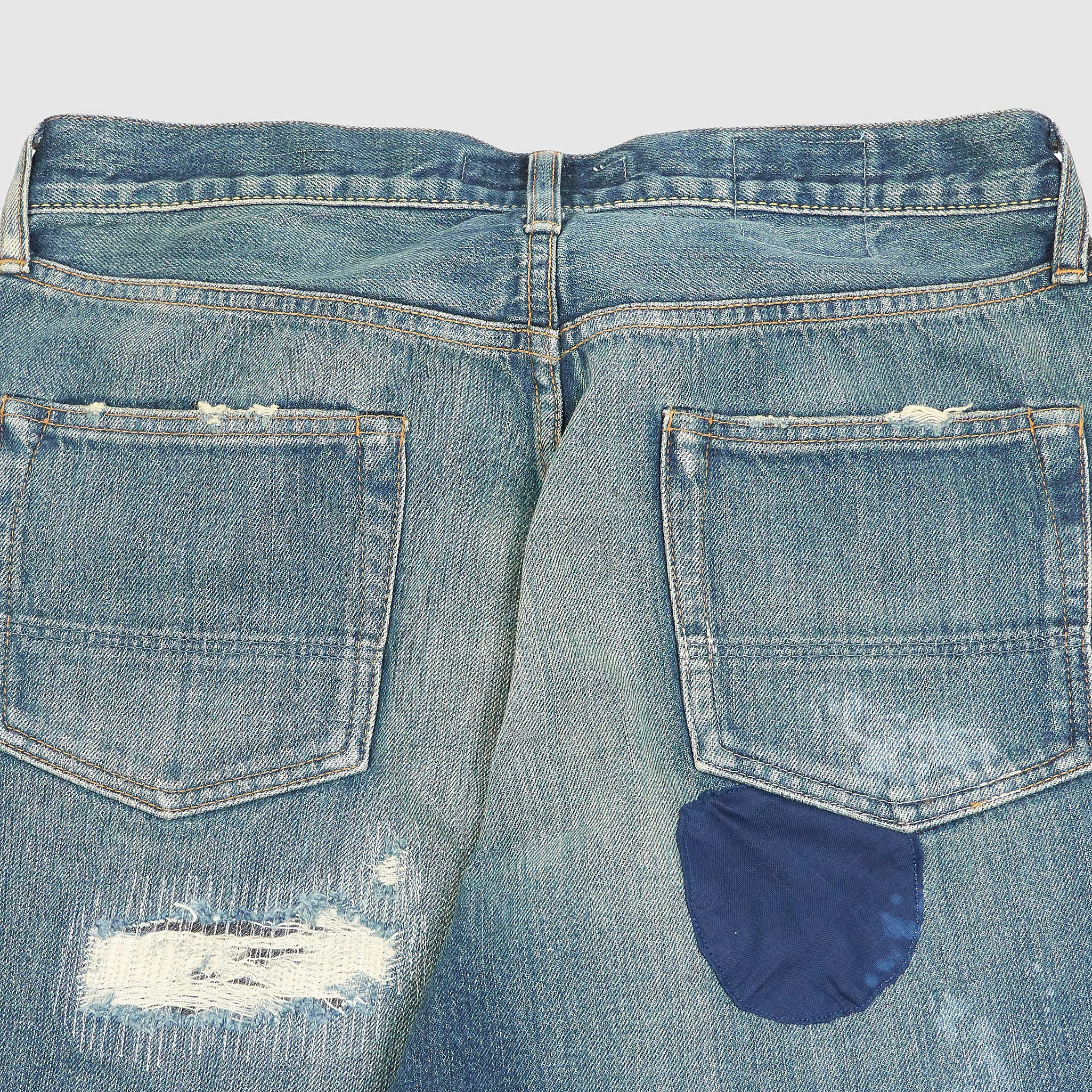 FDMTL Straight Regular Fitted Patchwork 5-Pocket Selvage Denim Jeans