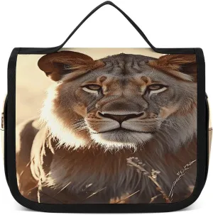 Female Lion Toiletry Bag For Women Waterproof Travel Cosmetic Bags Bathroom Hanging Storage Bag