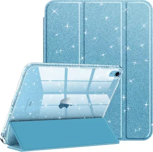 Fintie Slim Case for iPad (A16) 11th Generation 11 Inch (2025), iPad 10th Generation 10.9 Inch (2022) - Glittering Sparkly Shockproof Cover with Shiny Clear Back Shell & Pencil Holder, Blue