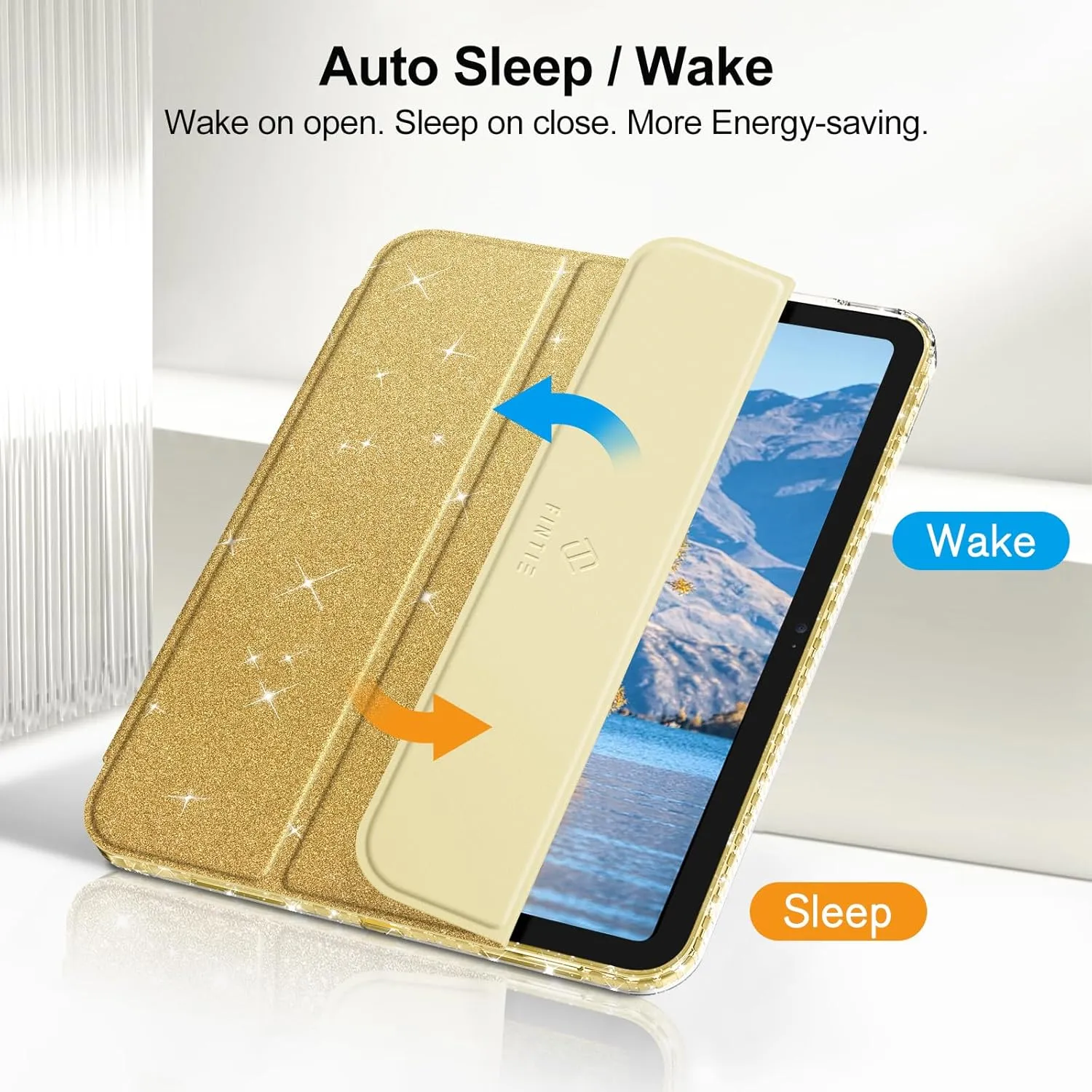 Fintie Slim Case for iPad (A16) 11th Generation 11 Inch (2025), iPad 10th Generation 10.9 Inch (2022) - Glittering Sparkly Shockproof Cover with Shiny Clear Back Shell & Pencil Holder, Gold