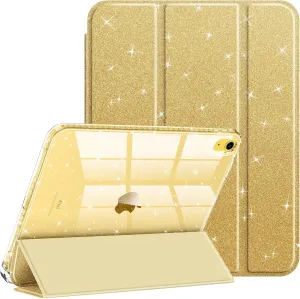 Fintie Slim Case for iPad (A16) 11th Generation 11 Inch (2025), iPad 10th Generation 10.9 Inch (2022) - Glittering Sparkly Shockproof Cover with Shiny Clear Back Shell & Pencil Holder, Gold