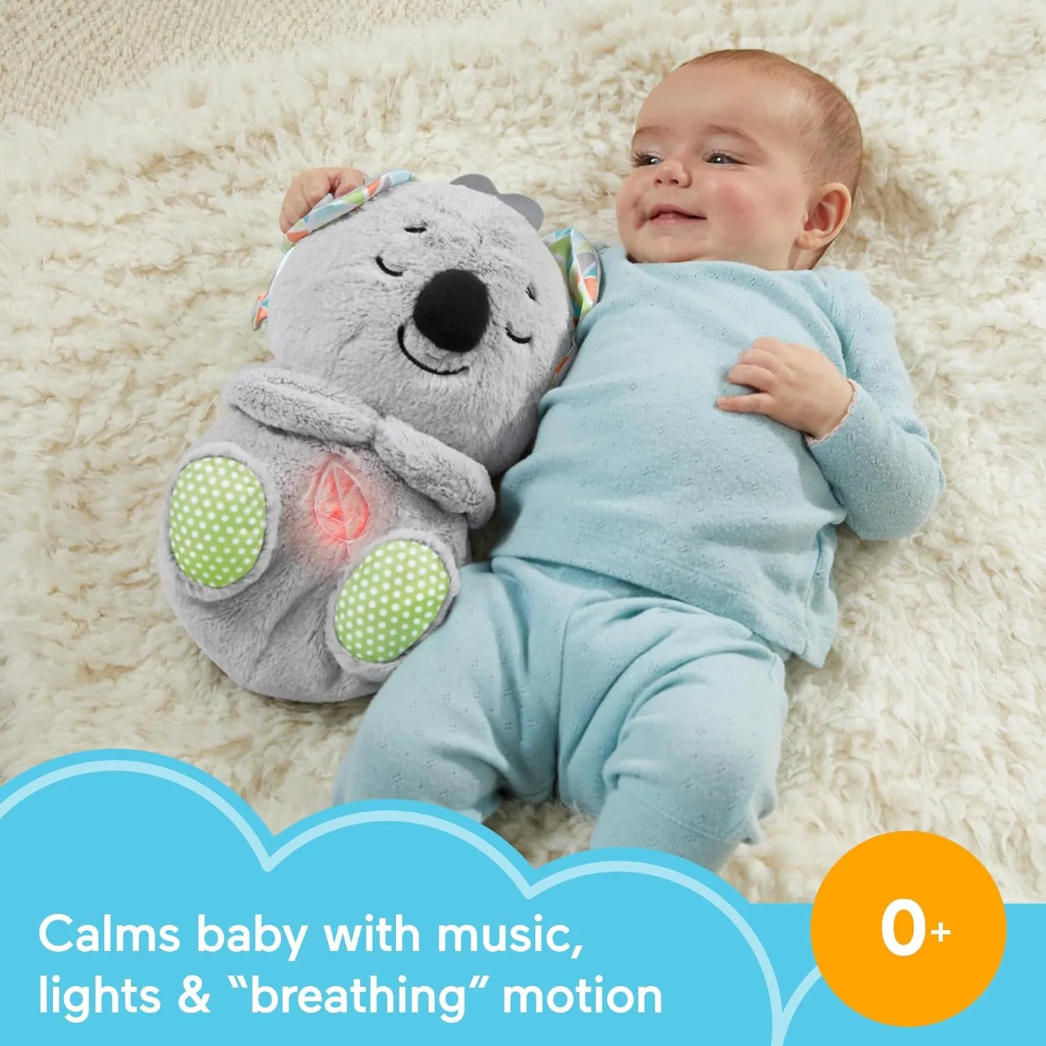 Fisher-Price Baby Toy Soothe 'n Snuggle Koala Plush Sound Machine with Customizable Music Lights & Breathing Motion for Newborns 0  Months