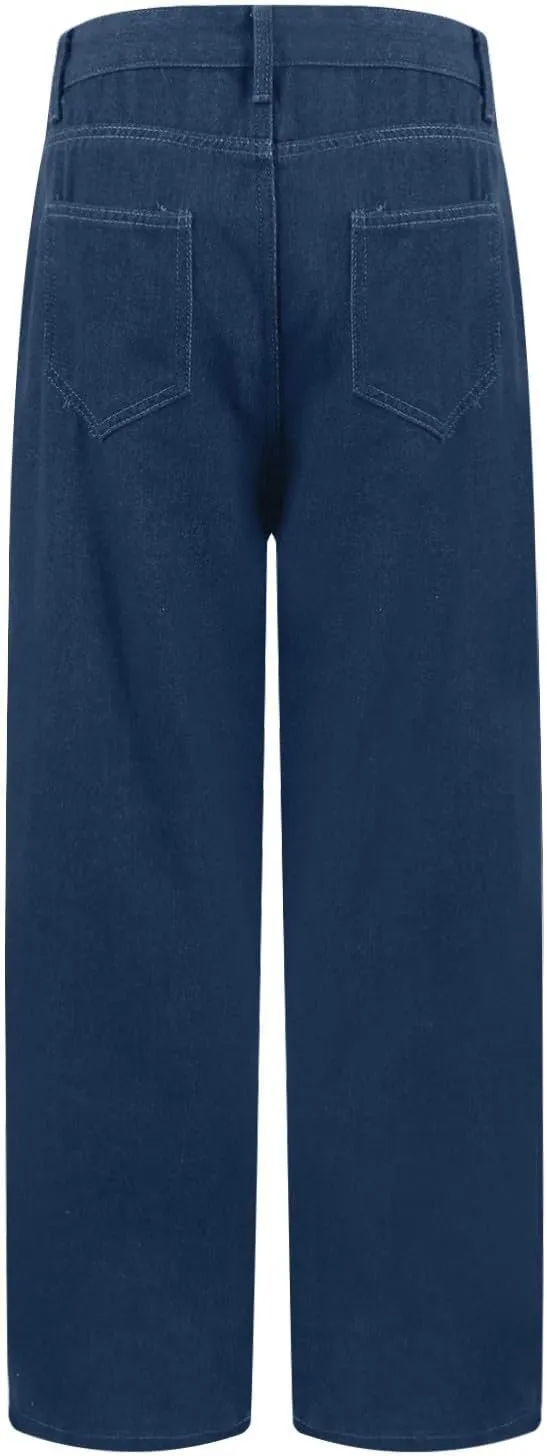 Flare Jeans for Women Wide Leg Baggy Pants Vintage Jeans High Waisted Sweatpant Straight Stretch Pant with Pockets
