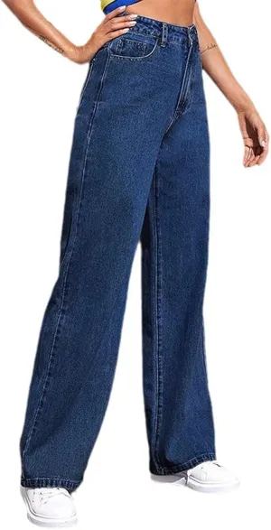Flare Jeans for Women Wide Leg Baggy Pants Vintage Jeans High Waisted Sweatpant Straight Stretch Pant with Pockets