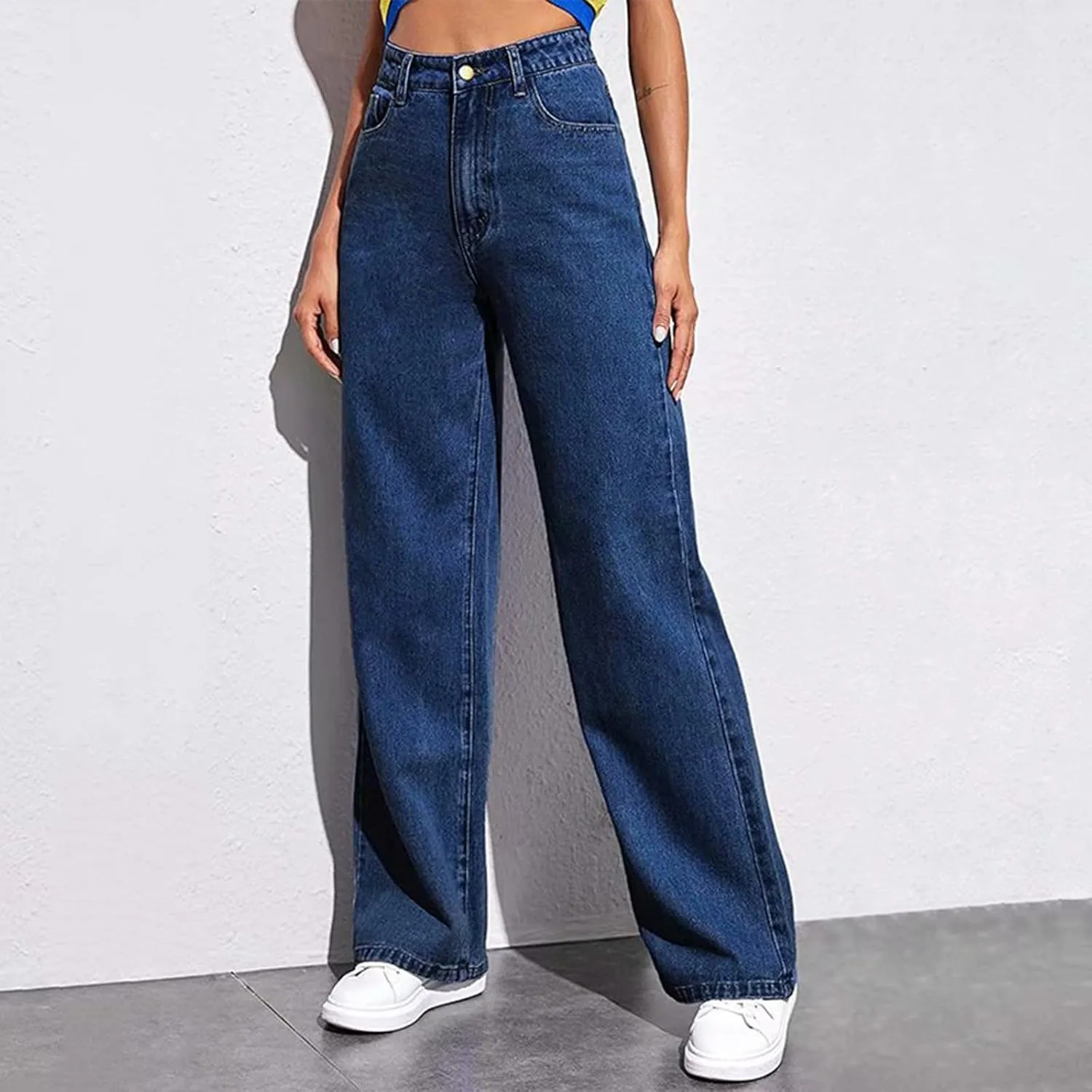Flare Jeans for Women Wide Leg Baggy Pants Vintage Jeans High Waisted Sweatpant Straight Stretch Pant with Pockets