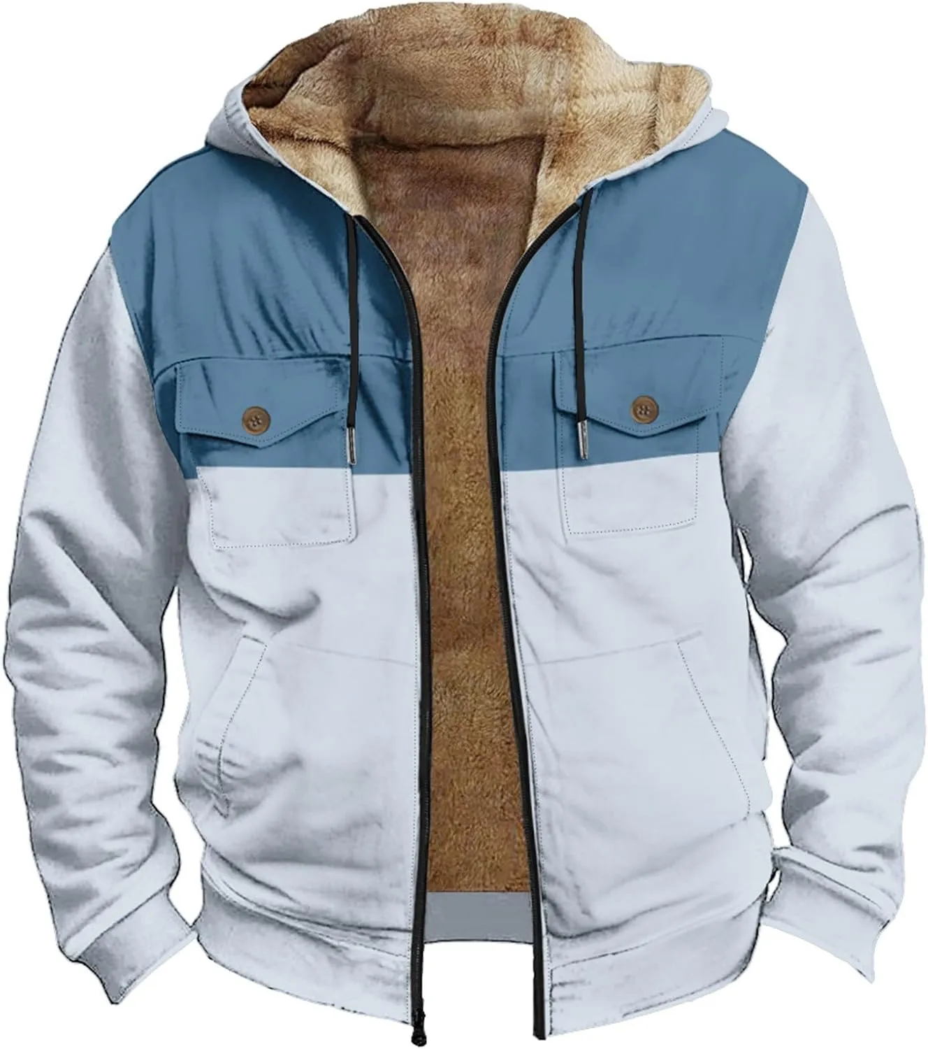 Fleece Jacket Men Cotton Cargo Jacket Winter Sherpa Fleece Lined Coat Shirt Fluffy Pullover Outfits Military Jackets