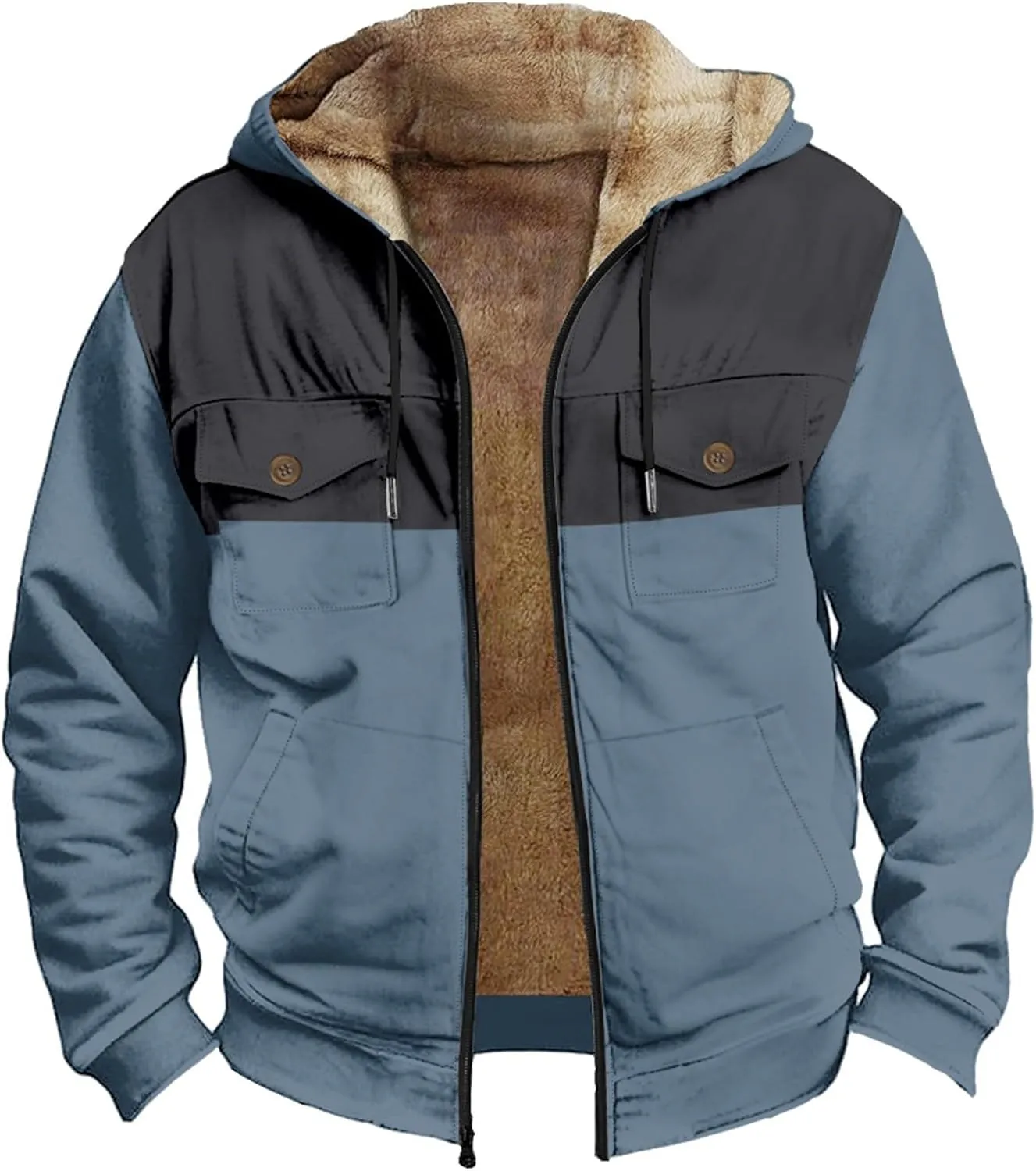 Fleece Jacket Men Cotton Cargo Jacket Winter Sherpa Fleece Lined Coat Shirt Fluffy Pullover Outfits Military Jackets