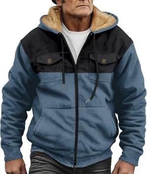 Fleece Jacket Men Cotton Cargo Jacket Winter Sherpa Fleece Lined Coat Shirt Fluffy Pullover Outfits Military Jackets