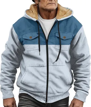 Fleece Jacket Men Cotton Cargo Jacket Winter Sherpa Fleece Lined Coat Shirt Fluffy Pullover Outfits Military Jackets