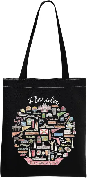 Florida Gift for Women Cosmetic Tote Bag Welcome to Florida Moving to Florida Gift (Florida tote bag BLK)