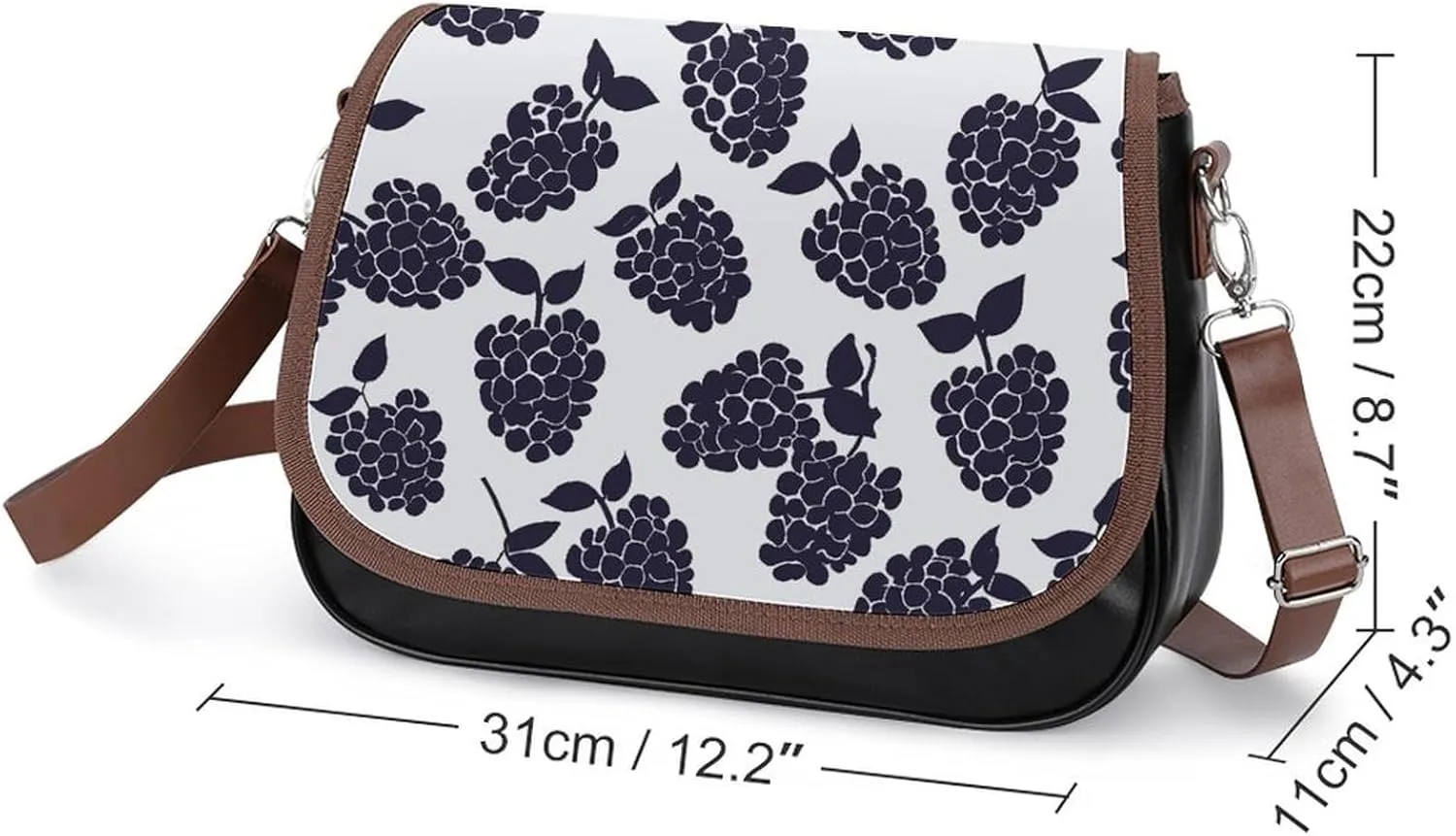 Flowers on White Background Crossbody Bags for Women Travel Shoulder Bag Small Leather Cross Body Handbags