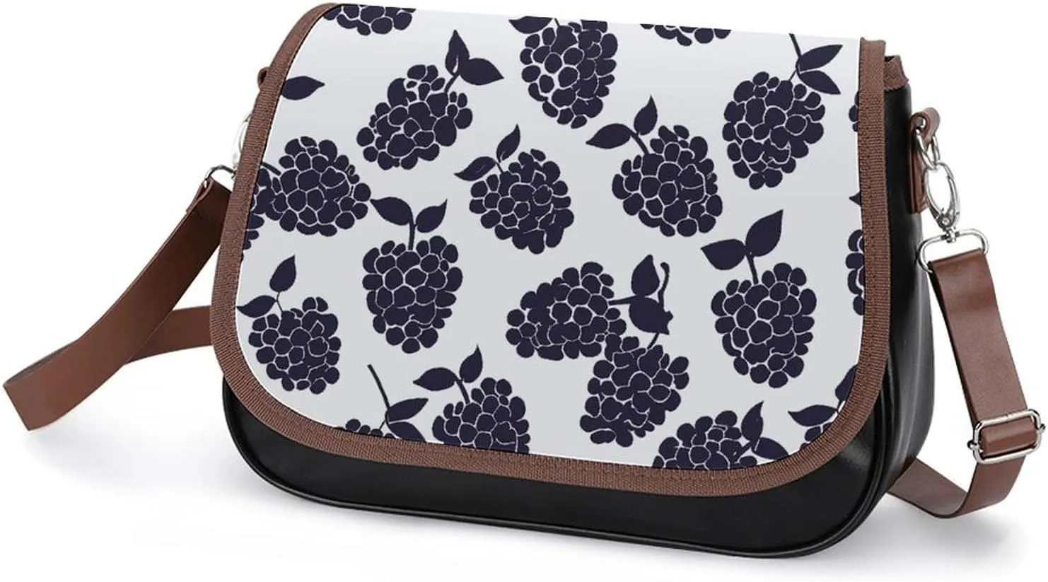 Flowers on White Background Crossbody Bags for Women Travel Shoulder Bag Small Leather Cross Body Handbags