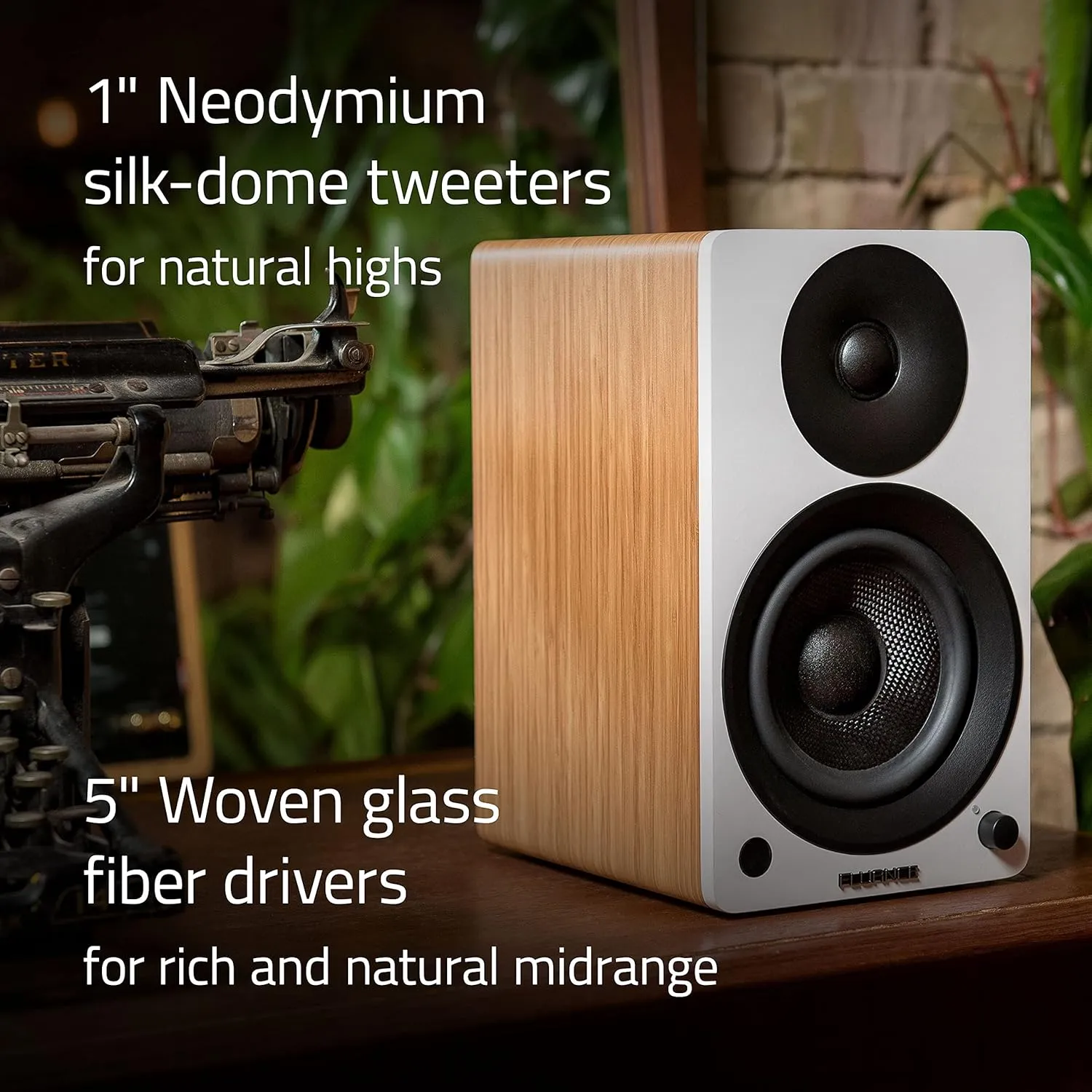 Fluance Ai41 Powered 2-Way 2.0 Stereo Bookshelf Speakers with 5" Drivers, 90W Amplifier for Turntable, TV, PC and Bluetooth 5 Wireless Music Streaming with RCA, Optical & Subwoofer Out (Lucky Bamboo)